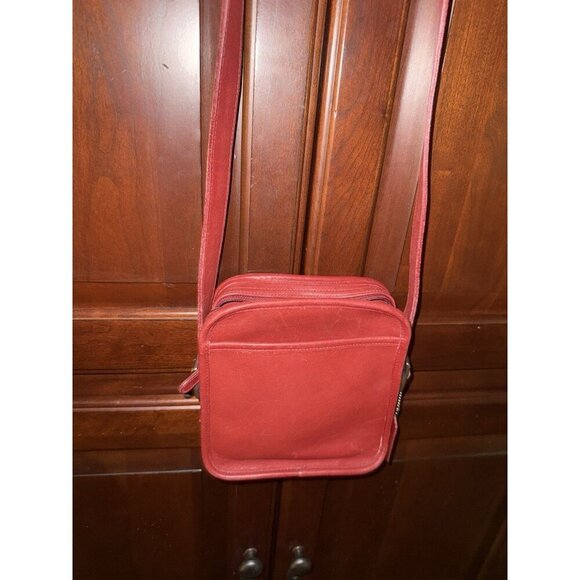 Vintage Coach Leather Camera Bag Crossbody Double Zip 9817 Red - Picture 14 of 14